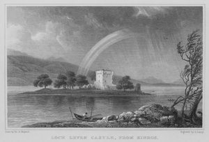 Loch Levenin linna, Kinrosista (kaiverrus) tekijältä Thomas Hosmer Shepherd