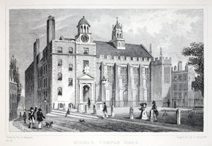 Middle Temple, pubista "Lontoo ja sen ympäristö 1800-luvulla". Jones und Co., 1827-1829 tekijältä Thomas Hosmer Shepherd