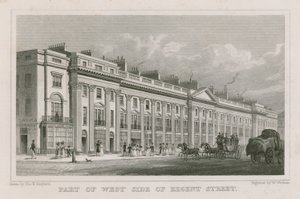 Osa Lontoon Regent Streetin länsiosaa tekijältä Thomas Hosmer Shepherd