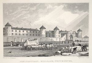 Penitentiary, Millbank, Westminster, "Lontoo ja sen ympäristö 1800-luvulla" -pubista. Jones und Co., 1827-1829 tekijältä Thomas Hosmer Shepherd