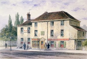Pied Bull Public House, 1848 (wc paperilla) tekijältä Thomas Hosmer Shepherd