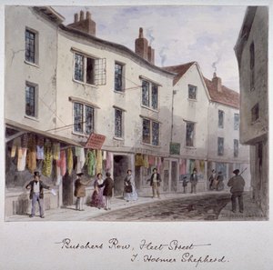 Luultavasti näkymä Holywell Streetille, Westminster, Lontoo, vuosi 1850 tekijältä Thomas Hosmer Shepherd