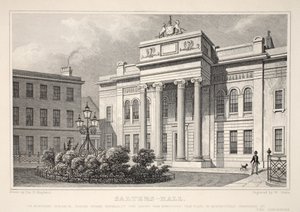 Salters Hall, "Lontoo ja sen ympäristö 1800-luvulla" -pubista. Jones und Co., 1827-1829 tekijältä Thomas Hosmer Shepherd