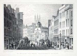 St Martin Outwich, Bishopsgate Street, Lontoosta ja sen Environs in the Nineteenth Century -pub. Jones und Co., 1827-1829 tekijältä Thomas Hosmer Shepherd