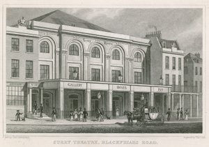 Surrey Theatre, Blackfriars Road, Lontoo (kaiverrus) tekijältä Thomas Hosmer Shepherd