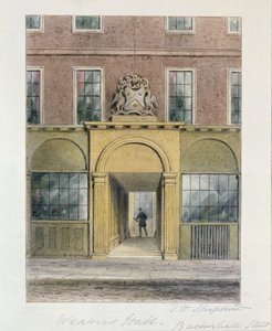 Weavers Hallin sisäänkäynti, 1854 tekijältä Thomas Hosmer Shepherd