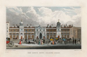 The Kings Mews, Charing Cross. Edward Crossin Menagerien väliaikainen koti tekijältä Thomas Hosmer Shepherd