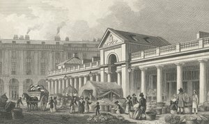N.W. uuden Covent Gardenin markkinoiden julkisivu, 1827-30 tekijältä Thomas Hosmer Shepherd