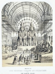 Nubian tuomioistuin Crystal Palacessa Sydenhamissa, n. 1851-1855 (akvatinta) tekijältä Thomas Hosmer Shepherd