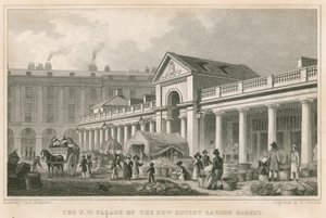 Lontoon uuden Covent Garden Marketin luoteisjulkisivu tekijältä Thomas Hosmer Shepherd