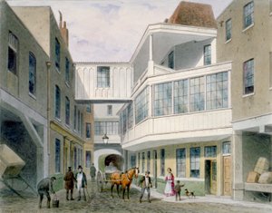 Näkymä Cross Keys Tavernille, Wood Street, Lontoon kaupunki, c1850. tekijältä Thomas Hosmer Shepherd
