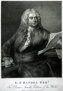 George Frederick Handel (1685-1759), kaiverrettu William Bromley (1769-1842), tohtori Arnoldin painokselle hänen (Handelin) teoksistaan, pub. 1789 tekijältä Thomas Hudson