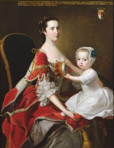 Muotokuva Catherine Comptonista (k.1784) Egmontin kreivitär ja hänen vanhin poikansa Charles Perceval (s.1756) 1758