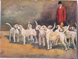 Mestari ja koirat, kuvitus kirjasta "Hounds"