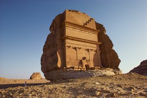 Nabatealaisten raunioiden fragmentti Madaâ™in Salihin eli Al-Hijrin eli Hegran arkeologisessa paikassa, joka on...