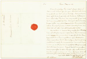 Nimikirjoituskirje Yhdysvaltain Ranskan-suurlähettiläänä Giovanni Fabbronille, Pariisi, 24. toukokuuta 1789