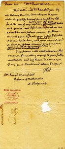 Thomas Jeffersonin kirje (vain nimikirjaimet), Monticello, West Pointin matematiikan professorille Jared Mansfieldille 10. kesäkuuta 1823