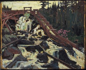 Timber Chute, 1915 (öljy komposiittipuu-massalevylle) tekijältä Tom Thomson