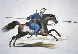 Venäjän Don-kasakka, n. 1820 (akvarelli paperille)