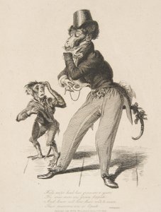 Monkey Dandy, Monkey-ana, tai Men in Miniature, heinäkuu 1828, heinäkuu 1828. tekijältä Thomas Landseer