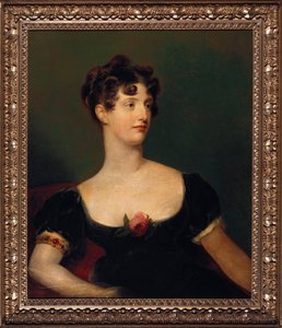 Lady Beresfordin muotokuva, istuva, puolipitkä mustassa ruusulla koristellussa mekossa tekijältä Thomas Lawrence