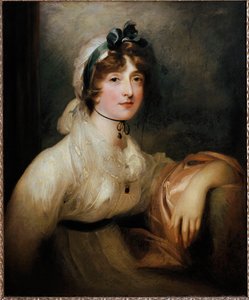 Lady Milnerin muotokuva Nuori nainen, joka on pukeutunut ensimmäiseen imperiumimekkoon ja peitetty verisellä nauhalla. Sir Thomas Lawrencen maalaus tekijältä Thomas Lawrence