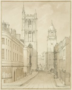 Corn Street (akvarelli paperille) tekijältä Thomas Leeson the Elder Rowbotham