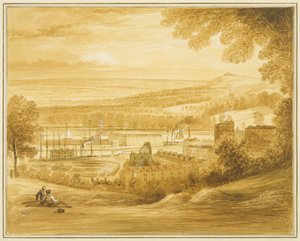 Cumberland Basin nähtynä kentältä lähellä Clifton Churchia tekijältä Thomas Leeson the Elder Rowbotham