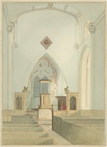 Johanneksen kirkon sisustus (akvarelli paperille) tekijältä Thomas Leeson the Elder Rowbotham