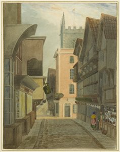 Mary-le-Port Street (akvarelli paperille) tekijältä Thomas Leeson the Elder Rowbotham