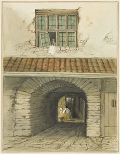 Passage Archway pois Marsh Streetistä talon takana (akvarelli paperille) tekijältä Thomas Leeson the Elder Rowbotham