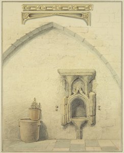 Piscina, Frieze ja Spandrels sisäpihalla 131 Temple Street (kynä ja akvarelli paperille) tekijältä Thomas Leeson the Elder Rowbotham