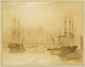 Köysirata Wappingissa, West Indianman "Union" vasemmalla tekijältä Thomas Leeson the Elder Rowbotham