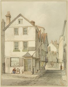 Silver Street ja St Jamesin selkä etelään katsoen (kynä ja akvarelli paperilla) tekijältä Thomas Leeson the Elder Rowbotham