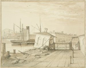 Toll Housen vajoaminen Prince Street Bridgellä, 1828 tekijältä Thomas Leeson the Elder Rowbotham