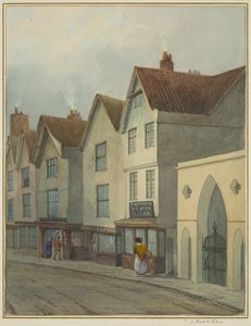 Temple Street näyttää Gateway to Temple Church (akvarelli paperille) tekijältä Thomas Leeson the Elder Rowbotham