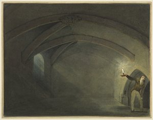 Oletettu "St Leonardin kirkon krypta" (akvarelli paperille) tekijältä Thomas Leeson the Elder Rowbotham