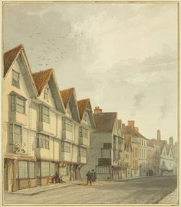 Thomas Street, jossa näkyy "Valkoinen leijona" (akvarelli paperille) tekijältä Thomas Leeson the Elder Rowbotham
