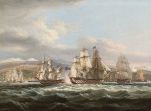 H.M.S. Caledonia jahtaa ranskalaista laivuetta Touloniin.