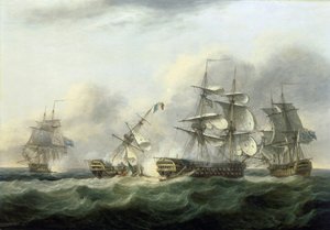 Ranskalaisen Guillaume Tell -aluksen kaappaus 31. maaliskuuta. tekijältä Thomas Luny