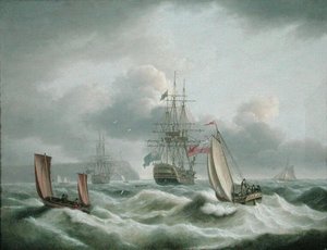 Kaksi kansipäällystöä makaamassa marjapään edustalla (öljy kankaalle) tekijältä Thomas Luny