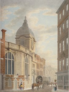 Pyhän Benet Finkin kirkko, Threadneedle Street, Lontoon kaupunki, 1797 tekijältä Thomas Malton II