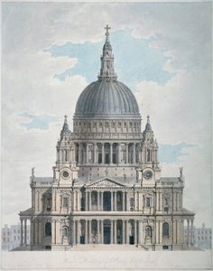 St Paulin katedraalin länsirintama, Lontoon kaupunki, 1780 tekijältä Thomas Malton II