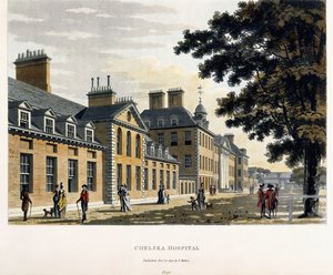 Chelsea Hospital, teoksesta "Maaluksellinen kiertue Lontoon ja Westminster Illustratedin kaupunkien läpi", 1792-1801