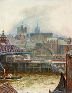 Näkymä Newcastlesta Gatesheadista (vartalon väri paperille (liimattu laivalle)) tekijältä Thomas Marie Madawaska Hemy