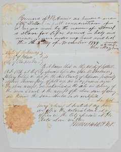 Daniel-nimisen miehen kauppakirja Jerome B. Annisille, 1. marraskuuta 1851. tekijältä Thomas May