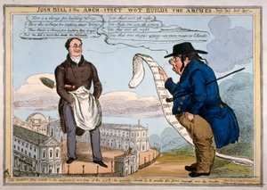 "John Bull ja arkkitehti Wot rakentaa kaaria - &c - &c - &c - &c", 1829 tekijältä Thomas McLean