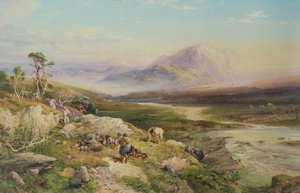 Kuvauksen loppu, Loch Maree (akvarelli paperille)