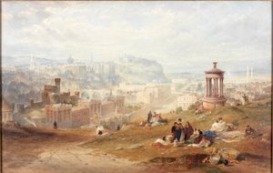 Edinburgh Calton Hillsistä (akvarelli paperille)