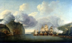 Hudson-joen ylityksen pakottaminen, 9. lokakuuta 1776. tekijältä Thomas Mitchell
